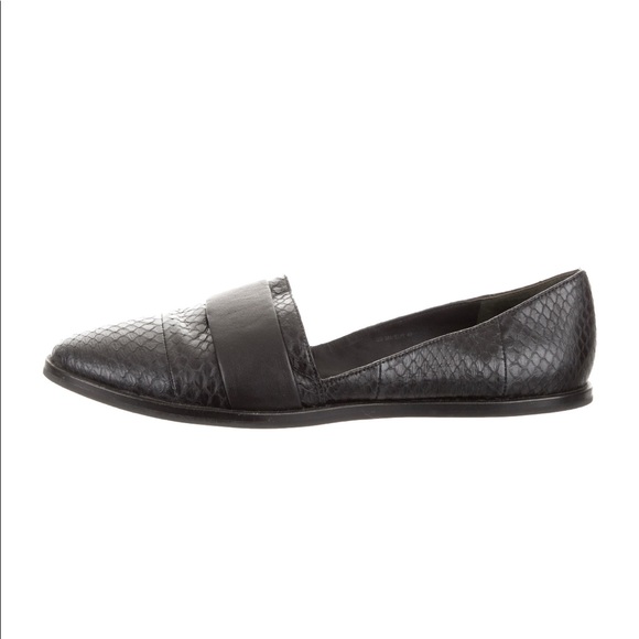 Vince Snakeskin Round-Toe Leather Loafer Flats 9 - Picture 2 of 5